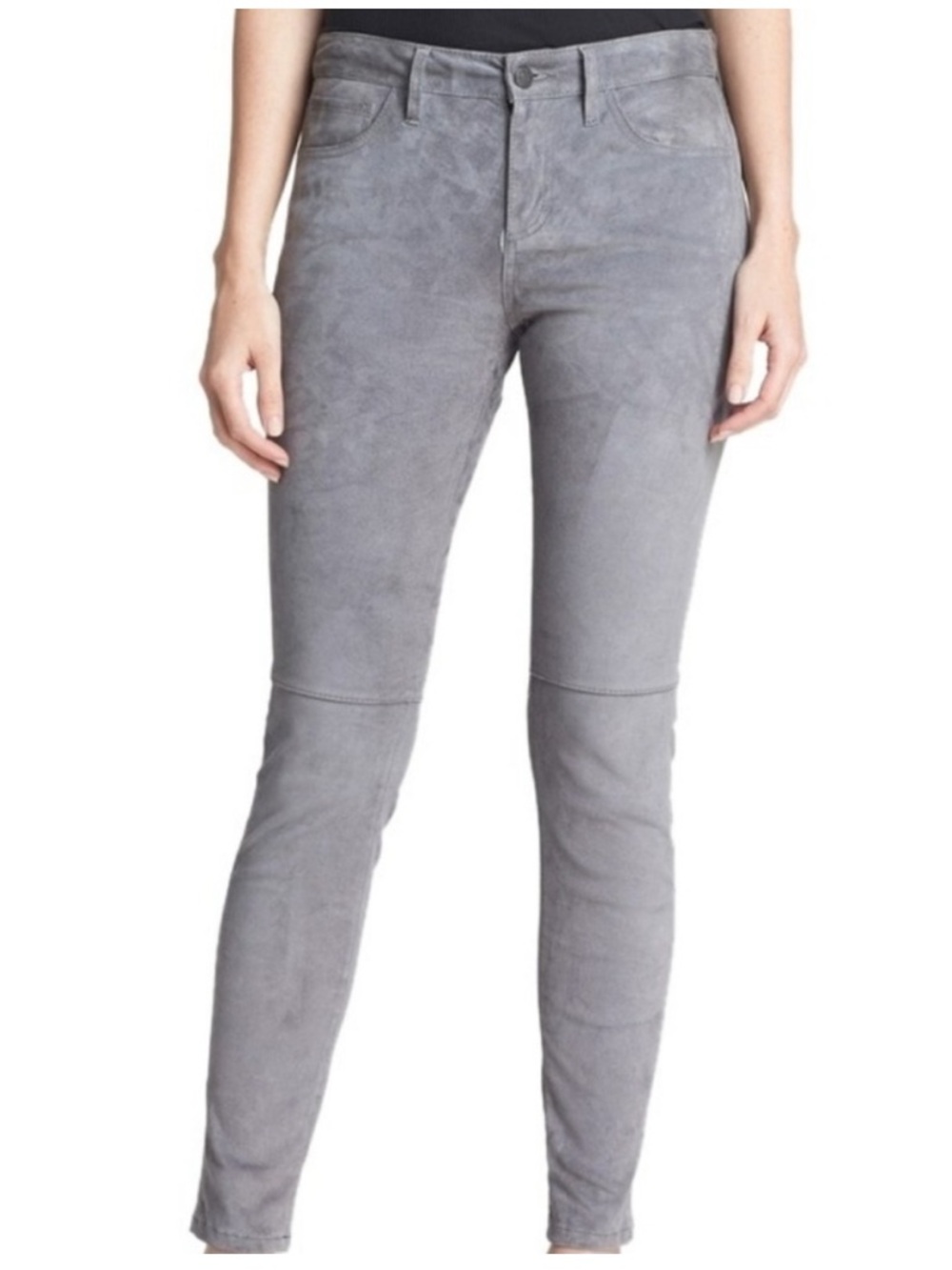 Joie Charcoal Suede Straight-Leg Pants
